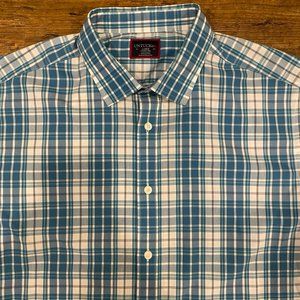 UNTUCKit Maxville Blue Plaid Wrinkle Free Long Sleeve Button Up Shirt Men's‎ L
